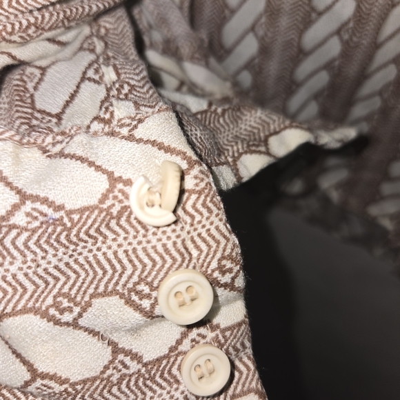 PRESENT PERFECT Arrow Brown and White Casual Button Down Shirt - Picture 4 of 4